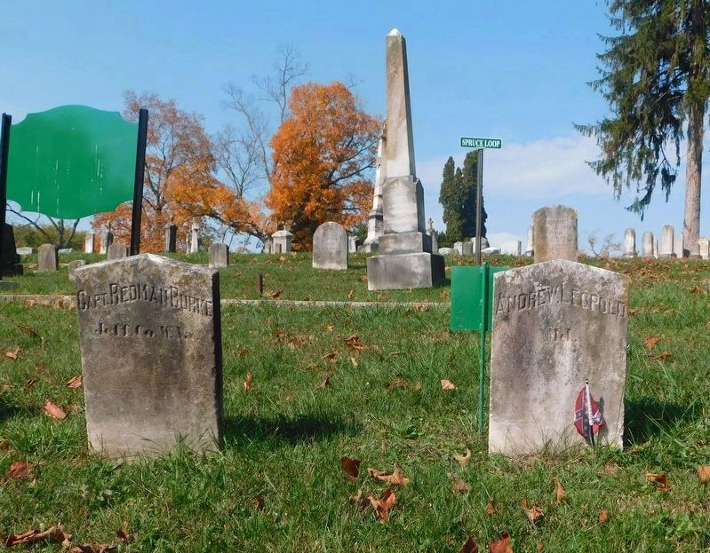 Graves of Redmond Burke and Andrew Leopold in Elmwood Cemetery image. Click for full size.