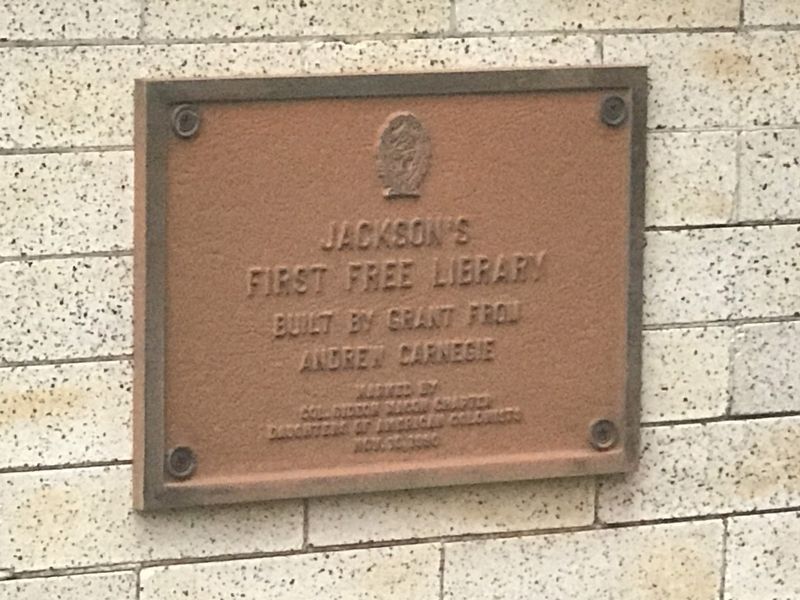 Jackson's First Free Library Marker image. Click for full size.
