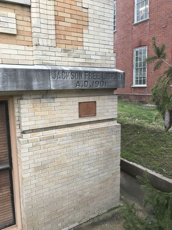 Jackson's First Free Library Marker. Click for full size. Jackson's First Free Library Marker image. Click for full size.