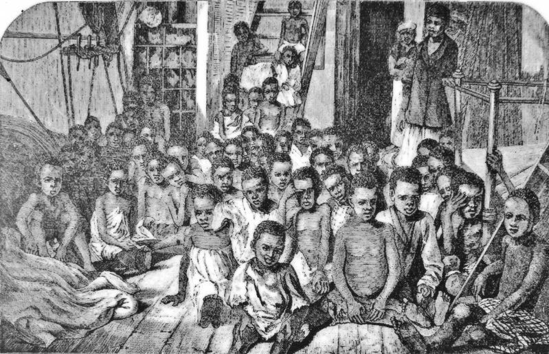 Marker detail: Slave children on board the <i>Daphne</i> image. Click for full size.