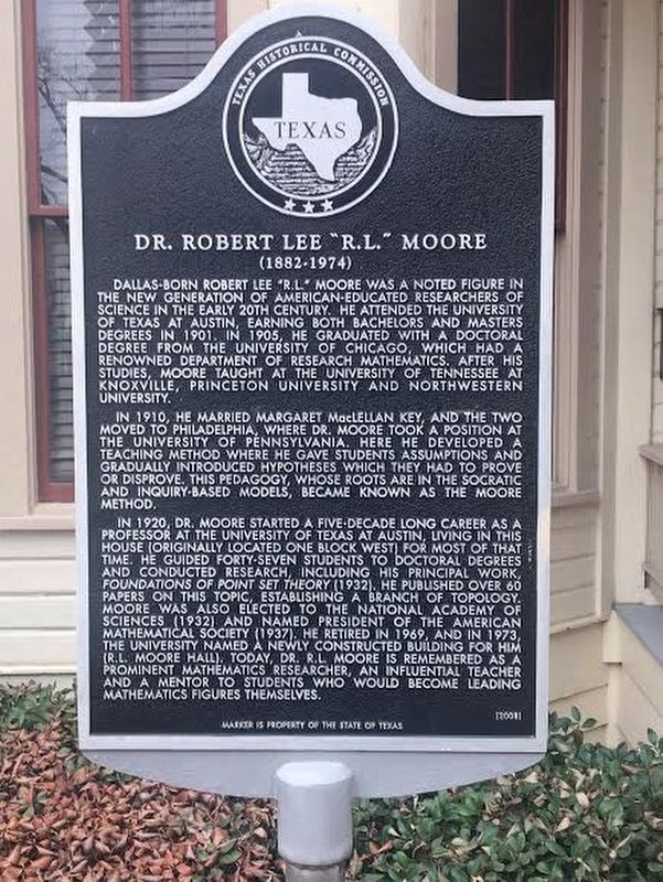 Dr. Robert Lee "R.L." Moore Marker image. Click for full size.
