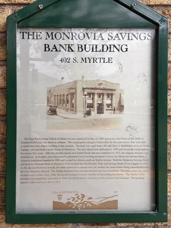 Monrovia Savings Bank Building Marker image. Click for full size.