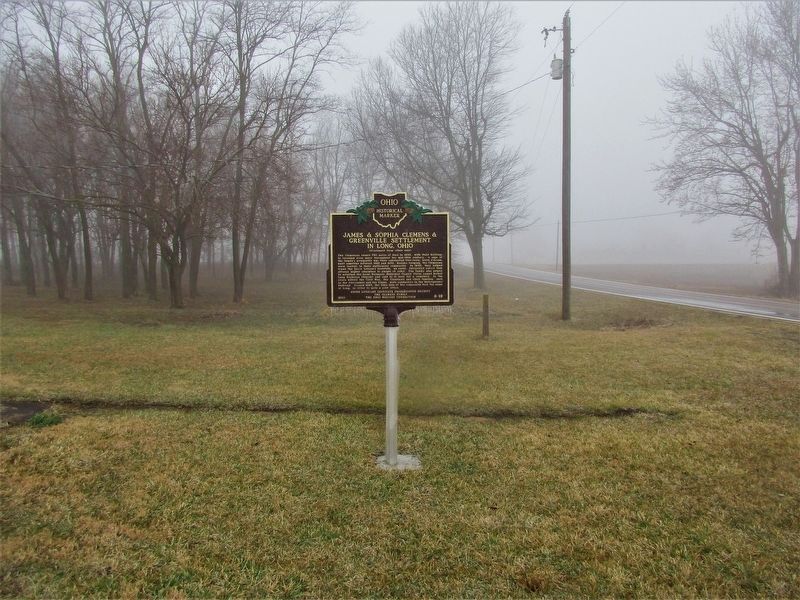 James & Sophia Clemens & Greenville Settlement in Long, Ohio Marker image. Click for full size.