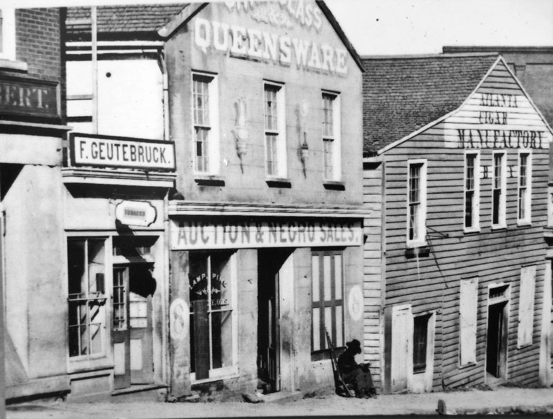 Marker detail: Atlanta Slave Market, circa 1860s image. Click for full size.