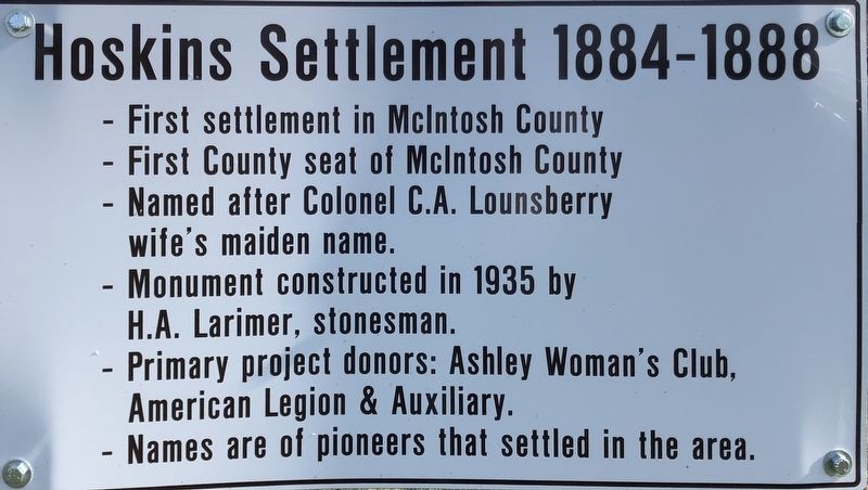 Hoskins Settlement Marker image. Click for full size.