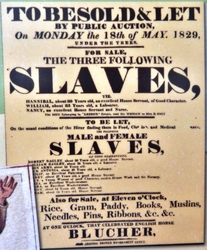 Marker detail: Poster Advertising a Slave Auction, 1829 image. Click for full size.