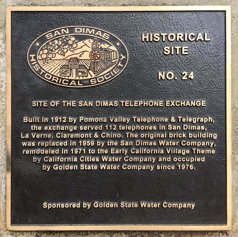 San Dimas Telephone Exchange Marker image. Click for full size.