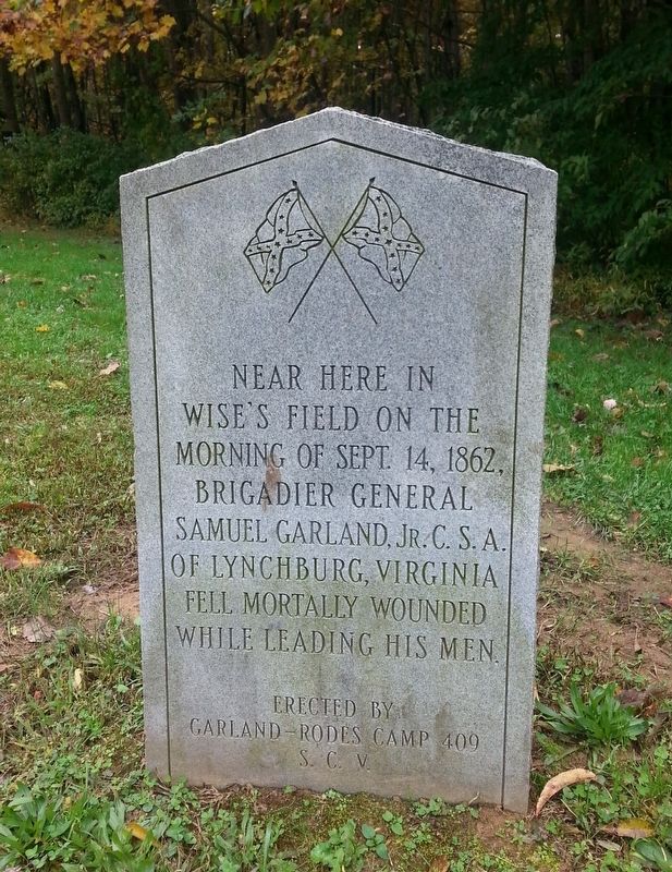 Monument Placed for General Samuel Garland, Jr. at Fox's Gap at the South Mountain Battlefield. image. Click for full size.