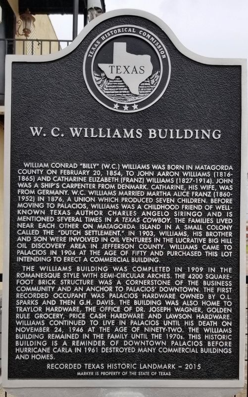 W.C. Williams Building Marker image. Click for full size.