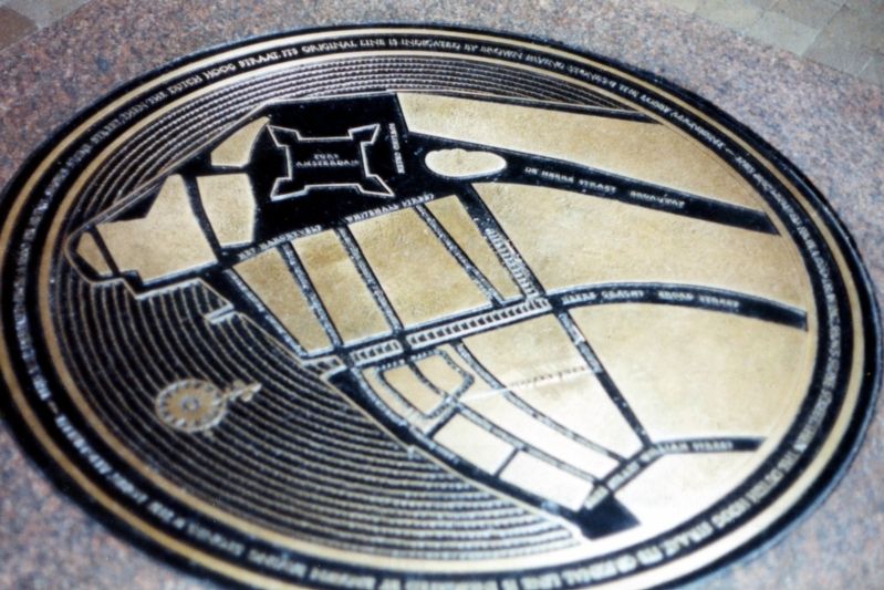 The sidewalk plaque of New Amsterdam streets image. Click for full size.