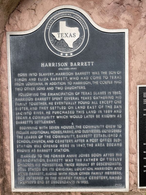 Harrison Barrett Marker image. Click for full size.