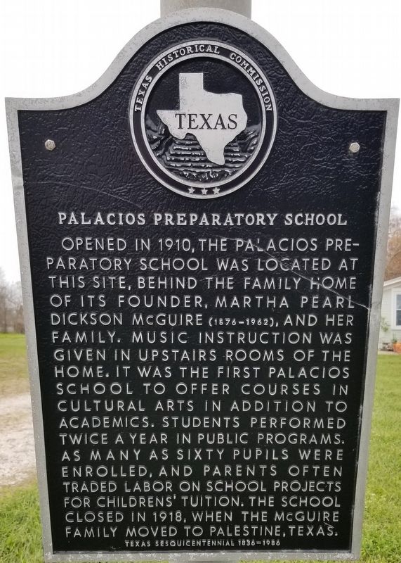 Palacios Preparatory School Marker image. Click for full size.