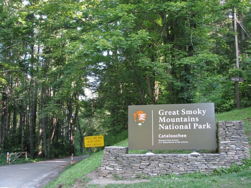 Cataloochee Area Entrance on Cove Creek Road. Click for full size. Cataloochee Area Entrance on Cove Creek Road image. Click for full size.