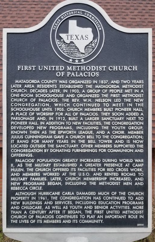 First United Methodist Church of Palacios Marker image. Click for full size.