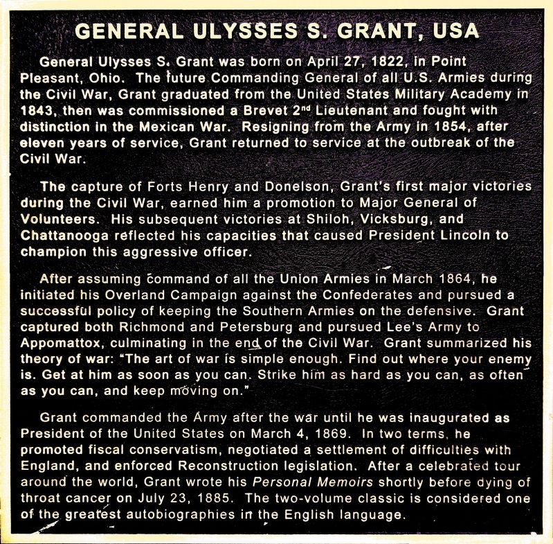 General Ulysses S, Grant; USA Marker. Click for full size. General Ulysses S, Grant; USA Marker image. Click for full size.
