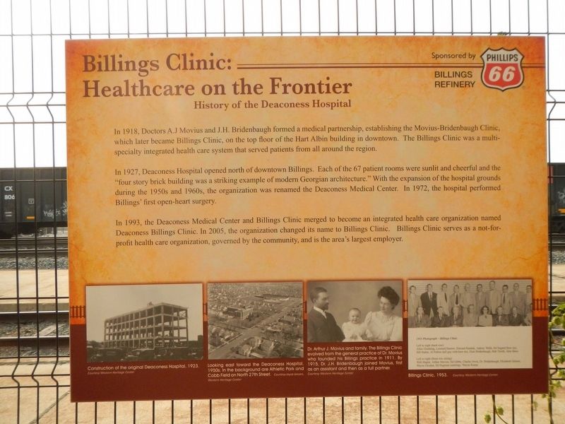 Billings Clinic: Healthcare on the Frontier Marker image. Click for full size.