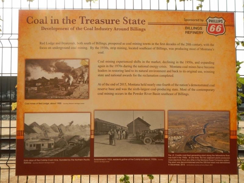 Coal in the Treasure State Marker. Click for full size. Coal in the Treasure State Marker image. Click for full size.