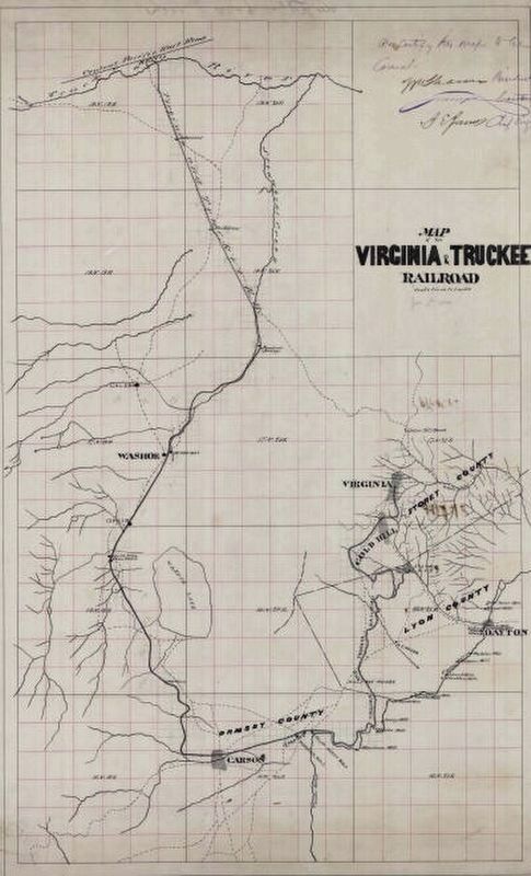 Map of Virginia and Truckee Railroad route (1872) image. Click for full size.