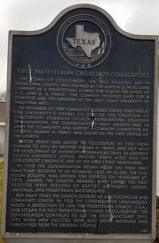 First Presbyterian Church of Collegeport Marker image. Click for full size.