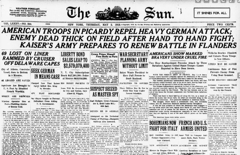 The New York Sun, May 2, 1918. Click for full size. The New York Sun, May 2, 1918 image. Click for full size.