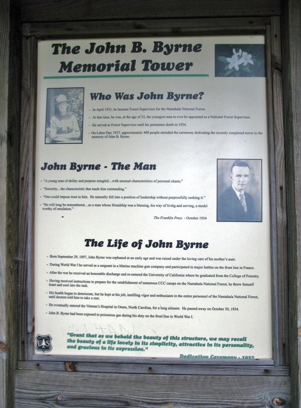 The John B. Byrne Memorial Tower Marker image. Click for full size.