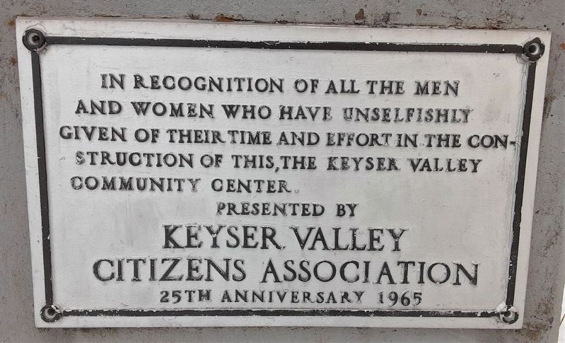 Keyser Valley Community Center Marker image. Click for full size.