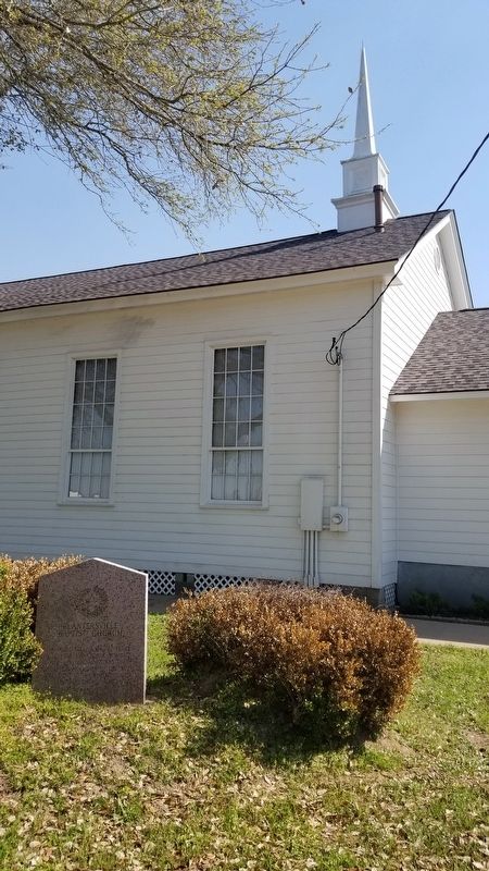 The Plantersville Baptist Church Marker is near the north wall of the church image. Click for full size.