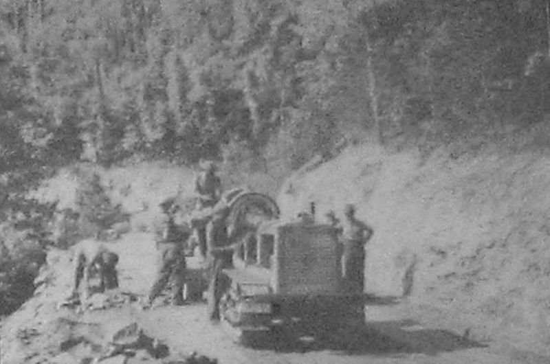 Marker detail: In 1934, men from the CCC improved the road to Wayah Bald. image. Click for full size.