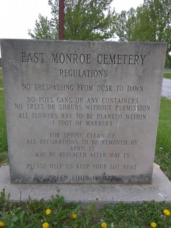East Monroe Cemetery regulations image. Click for full size.