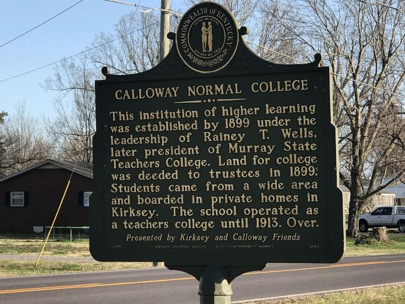 Calloway Normal College Marker (Side A) image. Click for full size.