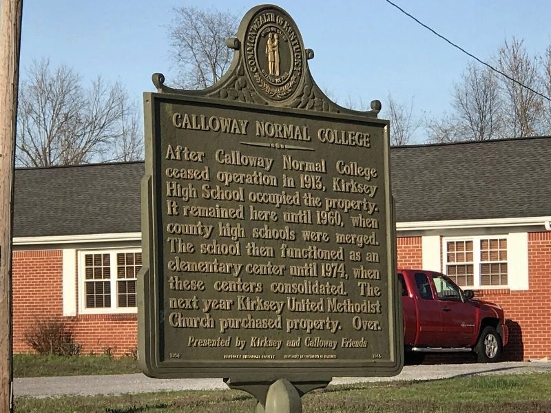 Calloway Normal College Marker (Side B). Click for full size. Calloway Normal College Marker (Side B) image. Click for full size.