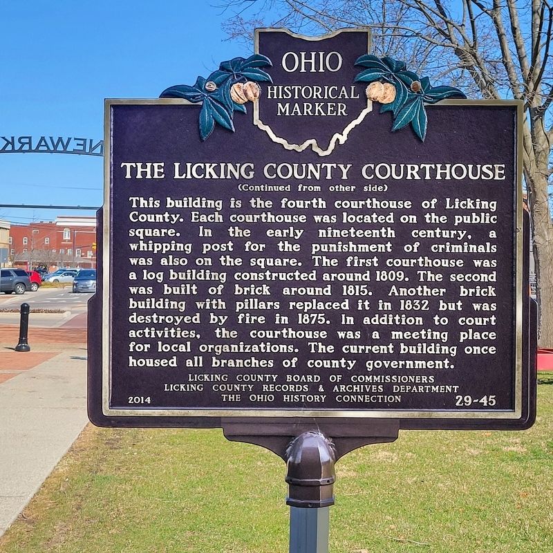 The Licking County Courthouse Marker, side two image. Click for full size.
