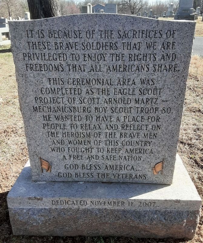 Mechanicsburg Cemetery Civil War Memorial Plaza Marker image. Click for full size.