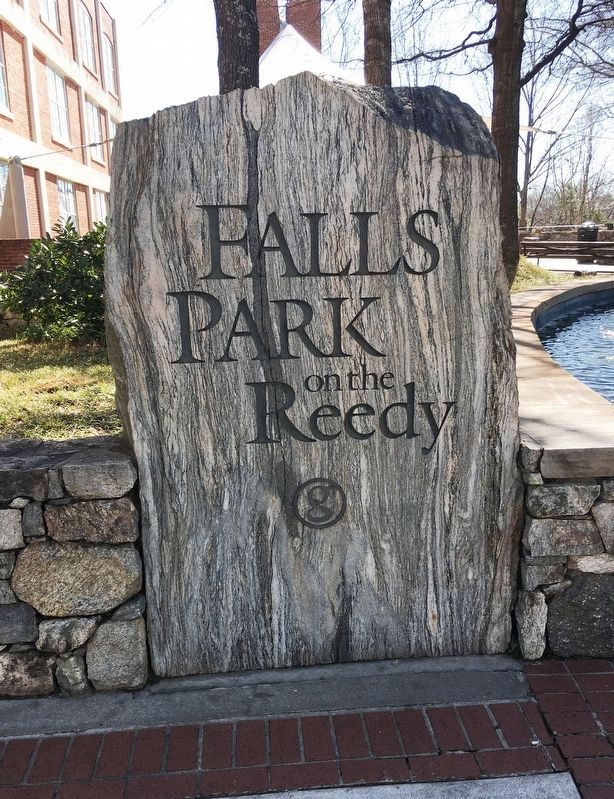 Falls Park on the Reedy sign image. Click for full size.