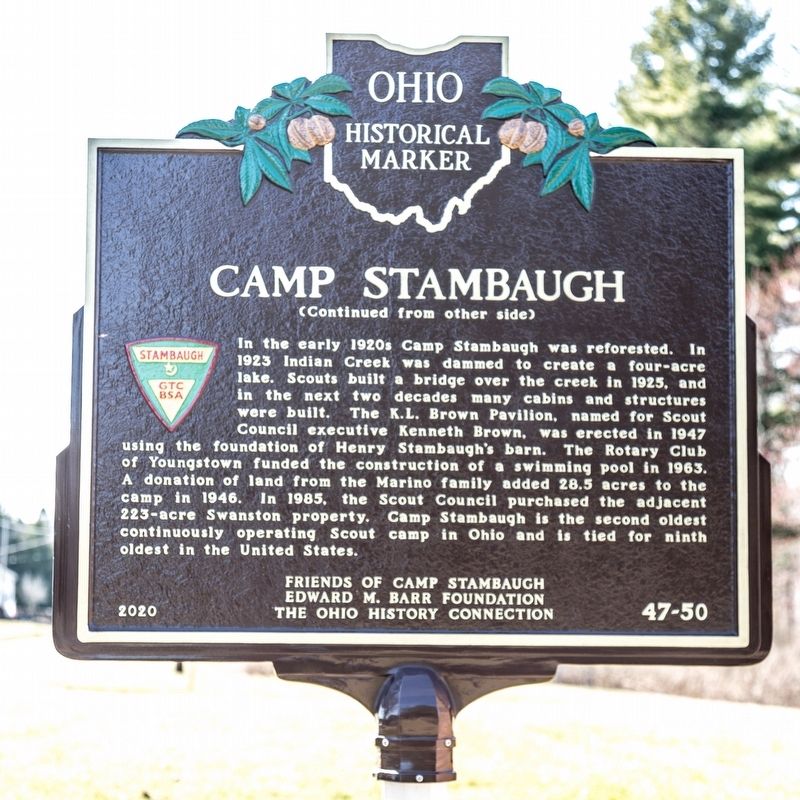 Camp Stambaugh Marker, side two image. Click for full size.