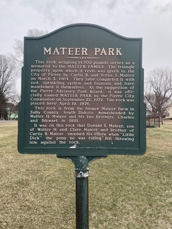 Mateer Park Marker. Click for full size. Mateer Park Marker image. Click for full size.