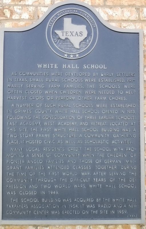 White Hall School Marker. Click for full size. White Hall School Marker image. Click for full size.