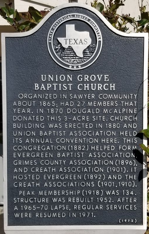Union Grove Baptist Church Marker. Click for full size. Union Grove Baptist Church Marker image. Click for full size.