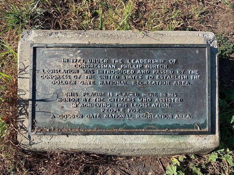 Golden Gate National Recreation Area Legislation Marker. Click for full size. Golden Gate National Recreation Area Legislation Marker image. Click for full size.