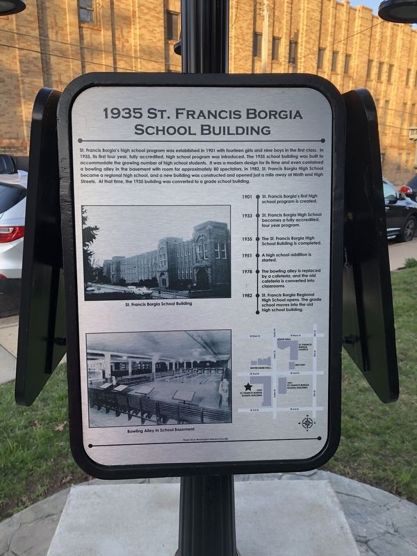 1935 St. Francis Borgia School Building Marker image. Click for full size.
