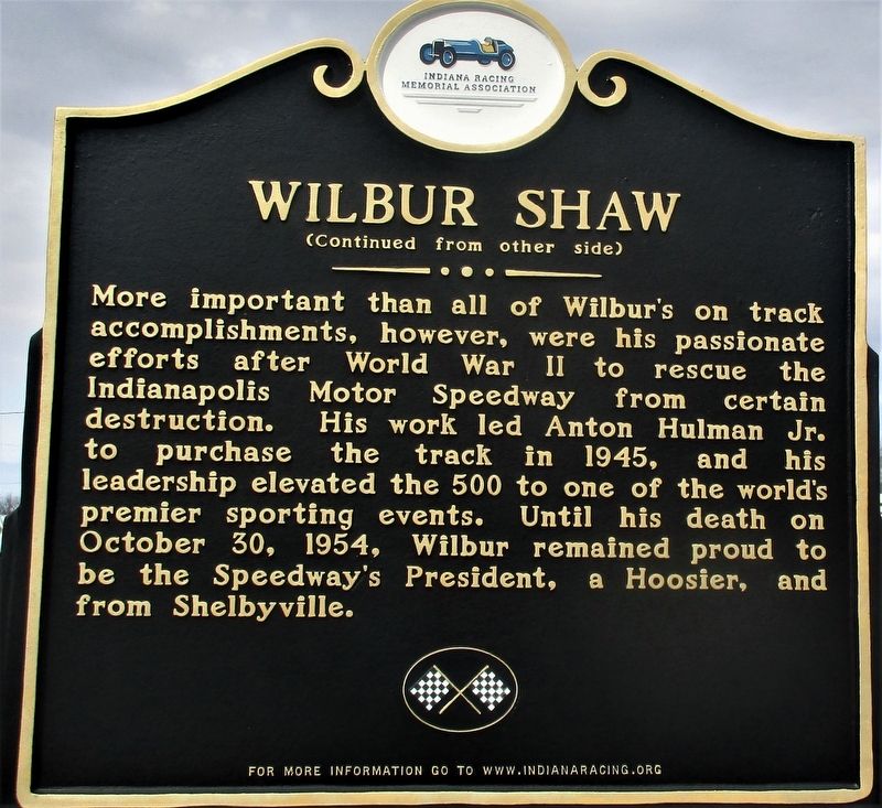Wilbur Shaw Marker image. Click for full size.