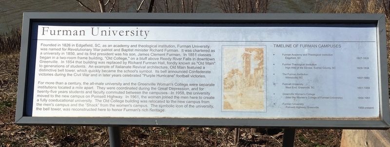 Furman University Marker. Click for full size. Furman University Marker image. Click for full size.