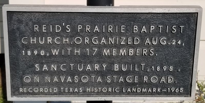 Reid's Prairie Baptist Church Marker image. Click for full size.