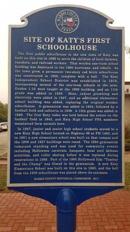 Site of Katy's First Schoolhouse Marker image. Click for full size.