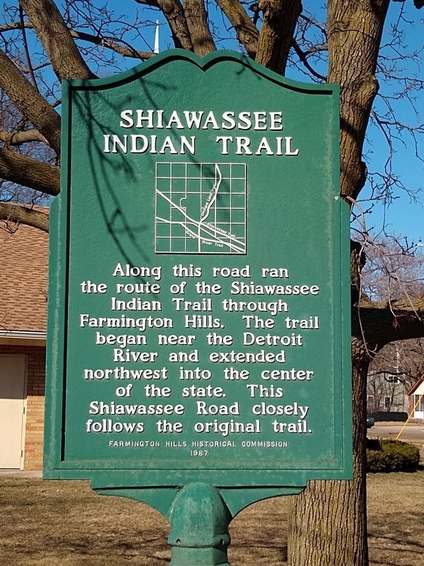 Shiawassee Indian Trail Marker image. Click for full size.