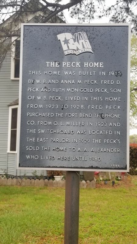 The Peck Home Marker image. Click for full size.