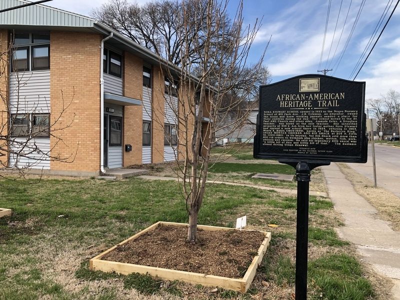 Nora Stewart School / Monta's Chicken and Rib Shack Marker image. Click for full size.