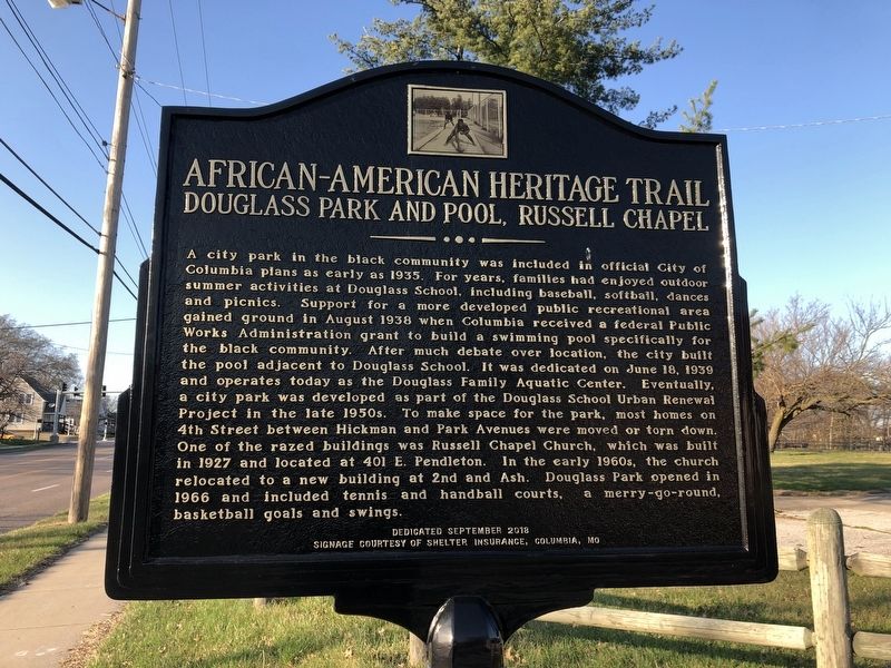 Douglass Park and Pool, Russell Chapel Marker image. Click for full size.