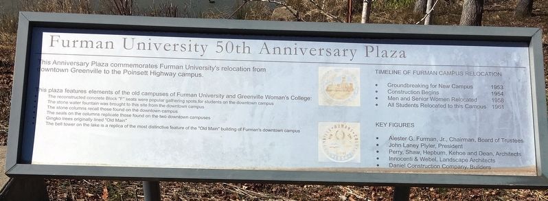 Furman University 50th Anniversary Plaza Marker image. Click for full size.