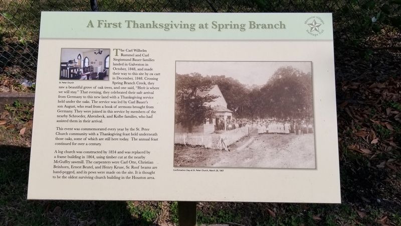 A First Thanksgiving at Spring Branch Marker image. Click for full size.